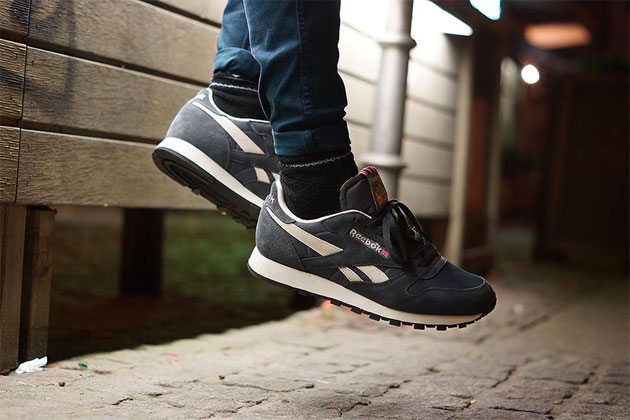 reebok classic leather suede noir