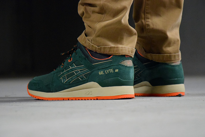 asics gel lyte iii dark green orange