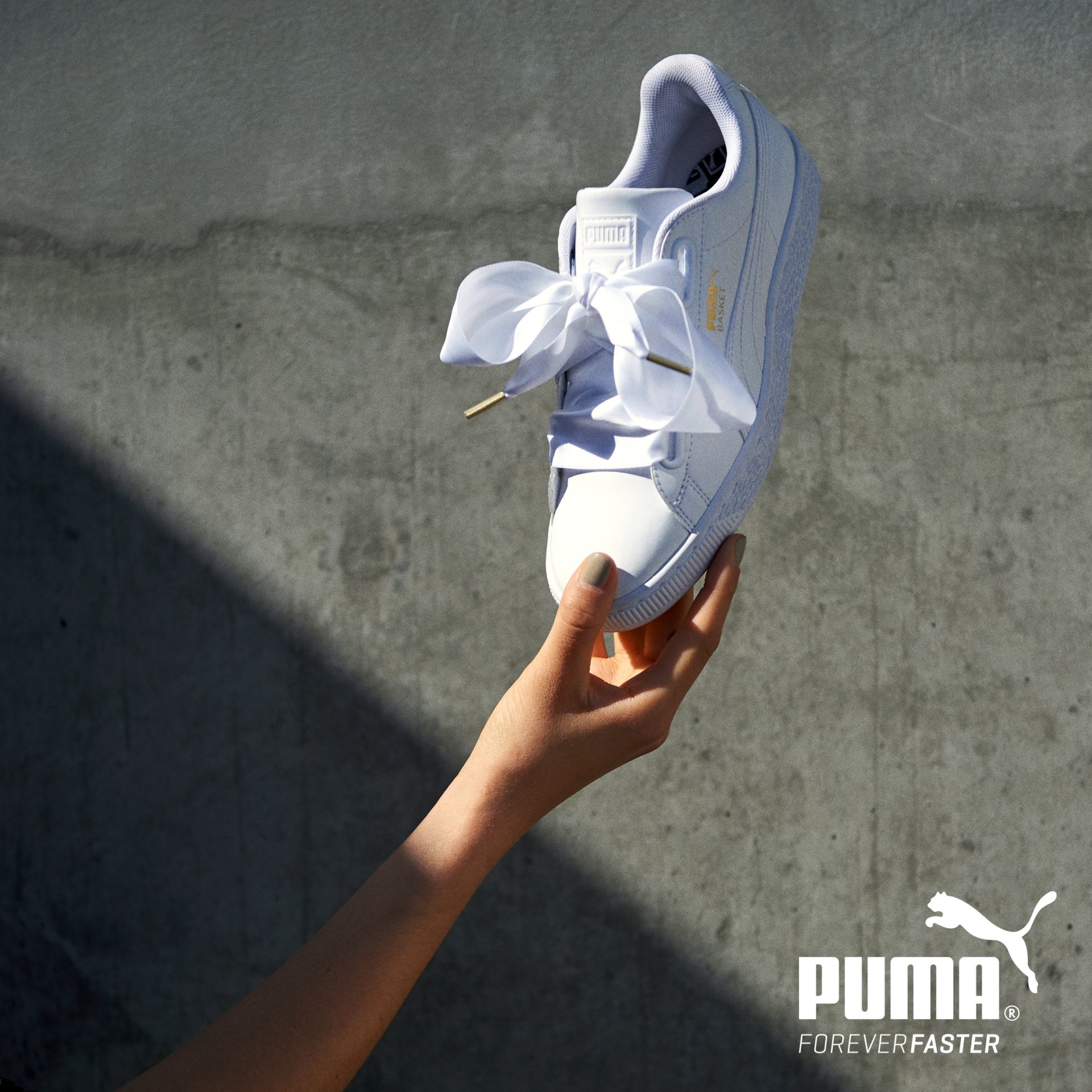 puma blanche lacet soie