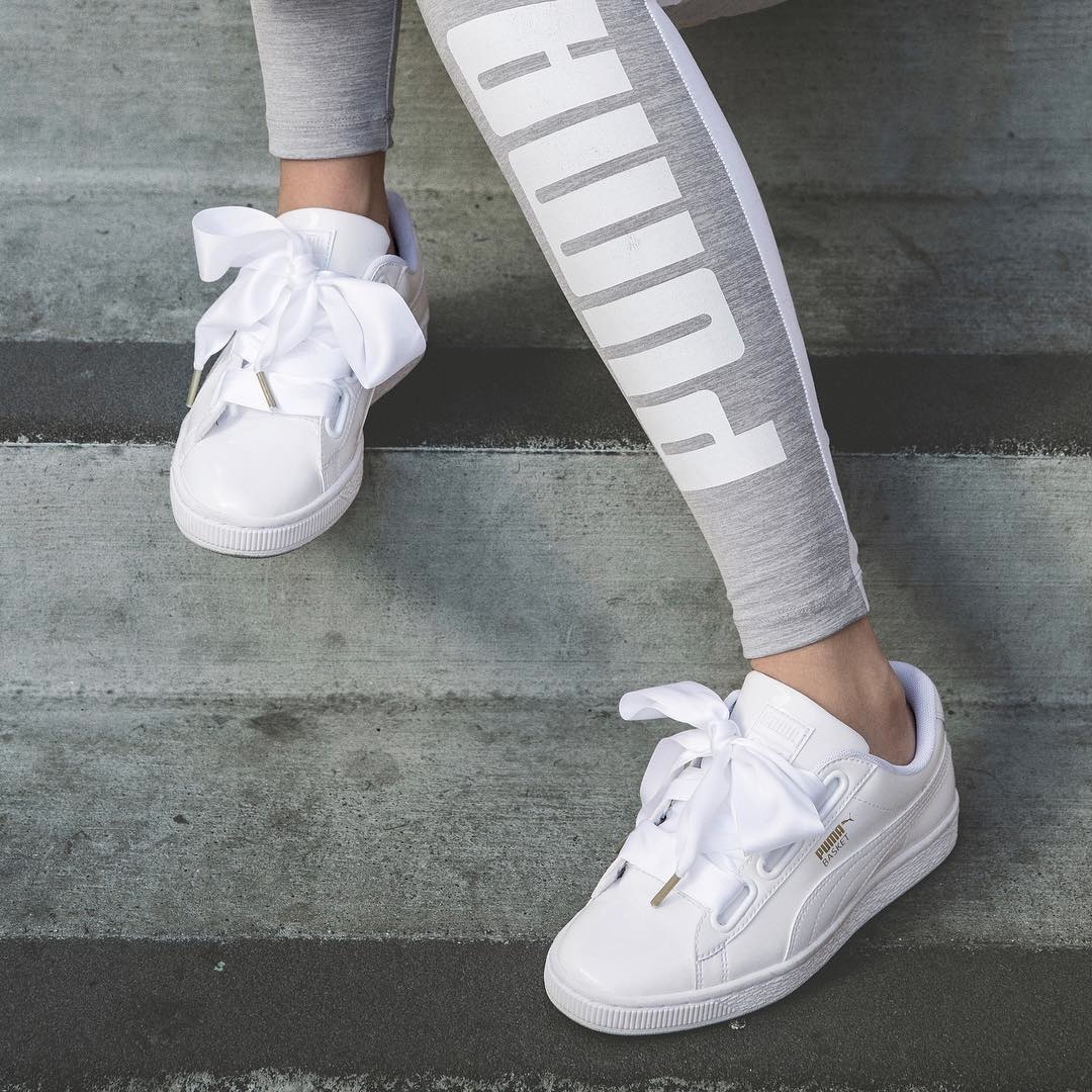 puma basket heart patent blanche