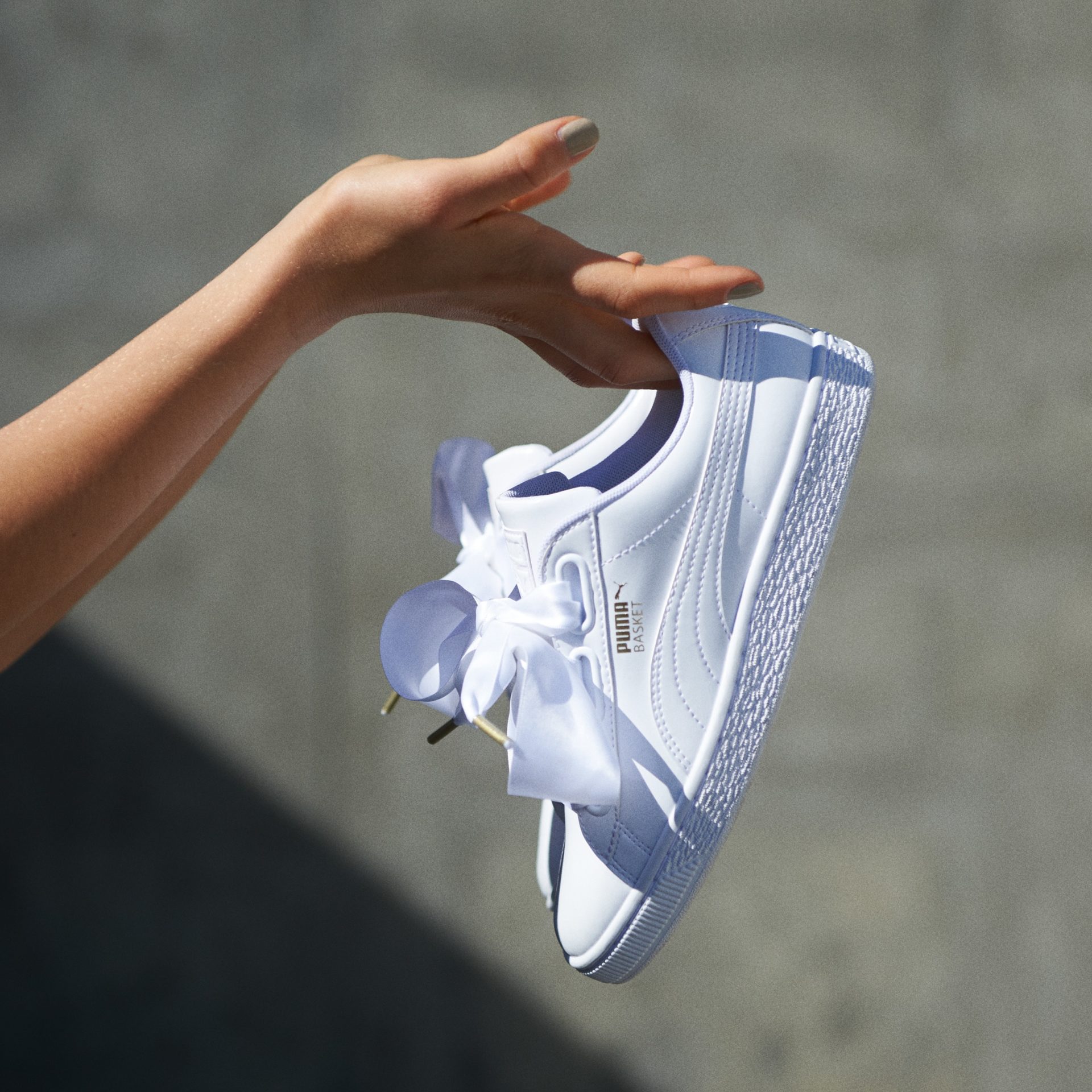 puma basket heart patent white