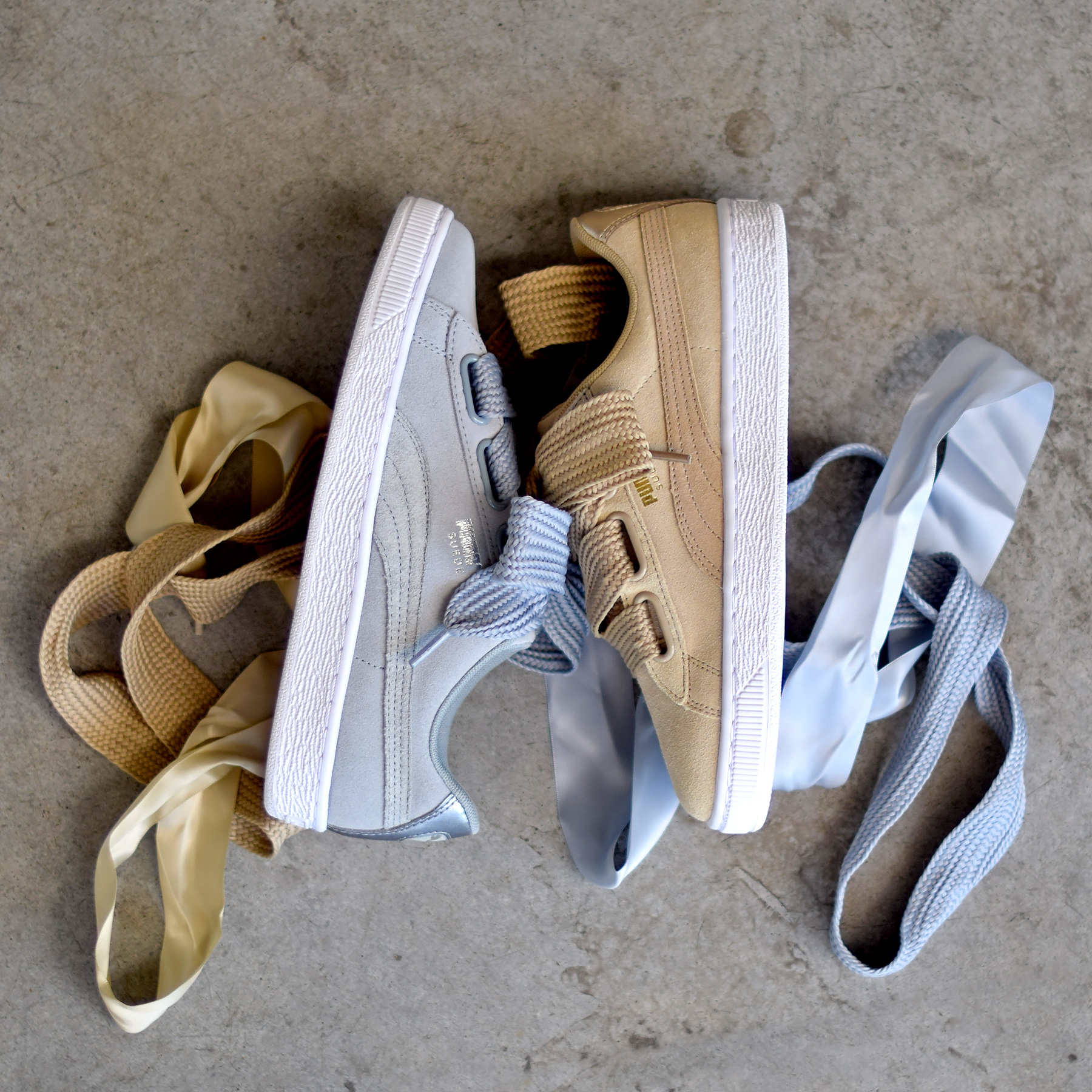 Puma suede store heart bianche