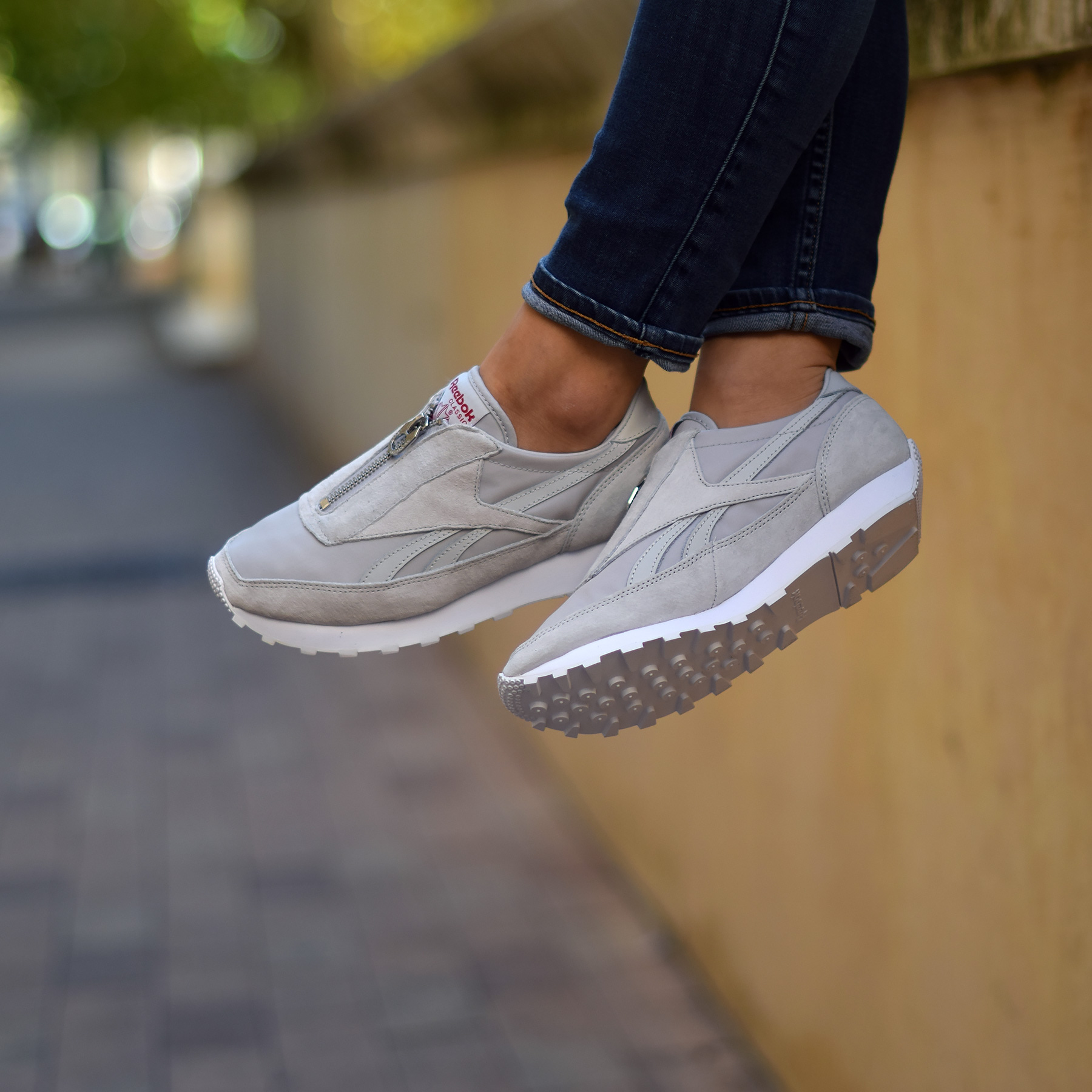 reebok classic aztec zip trainers in grey