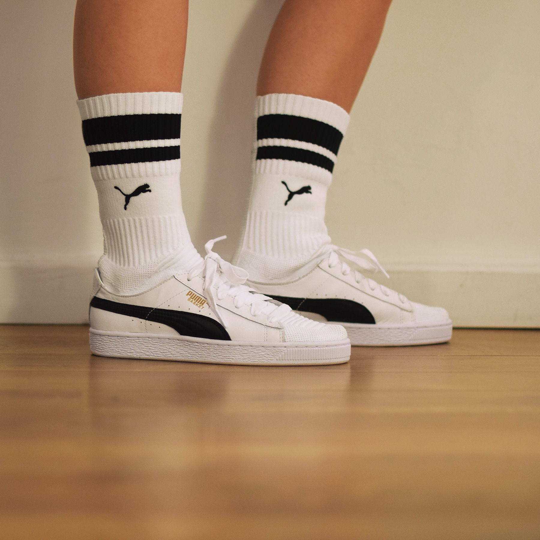 puma basket evoknit white