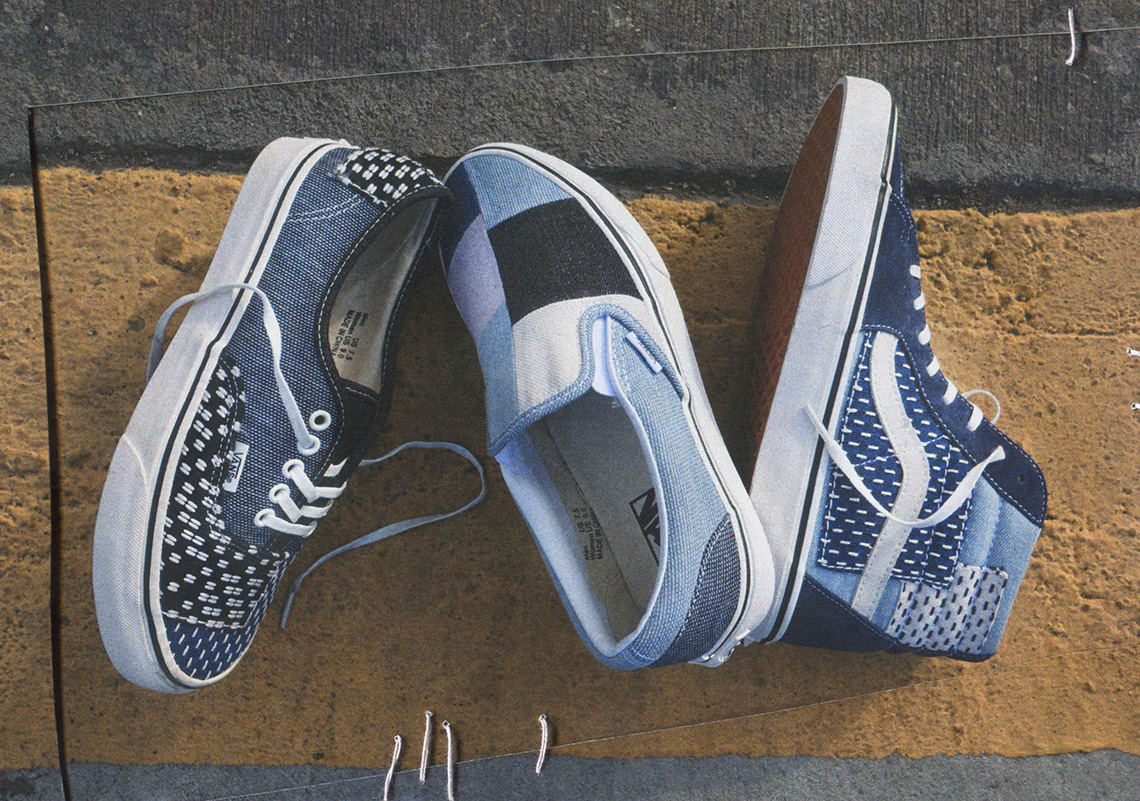 vans slip on denim patchwork