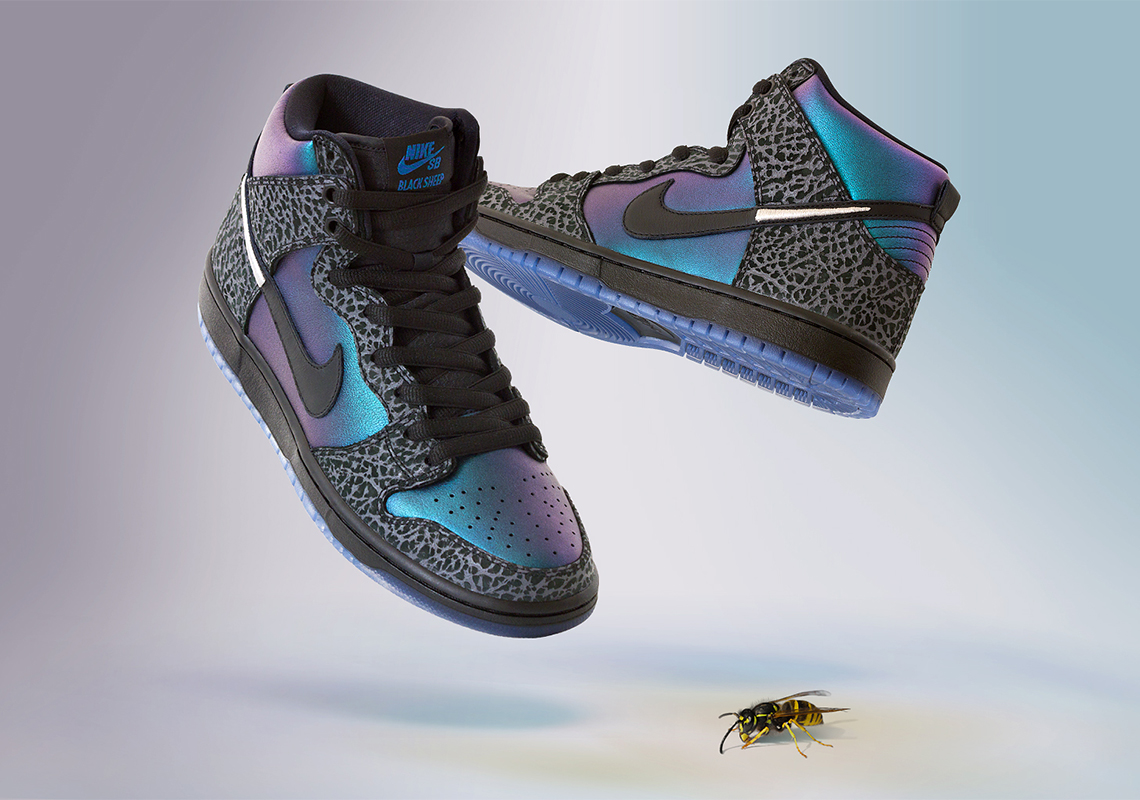 sb dunk high black hornet