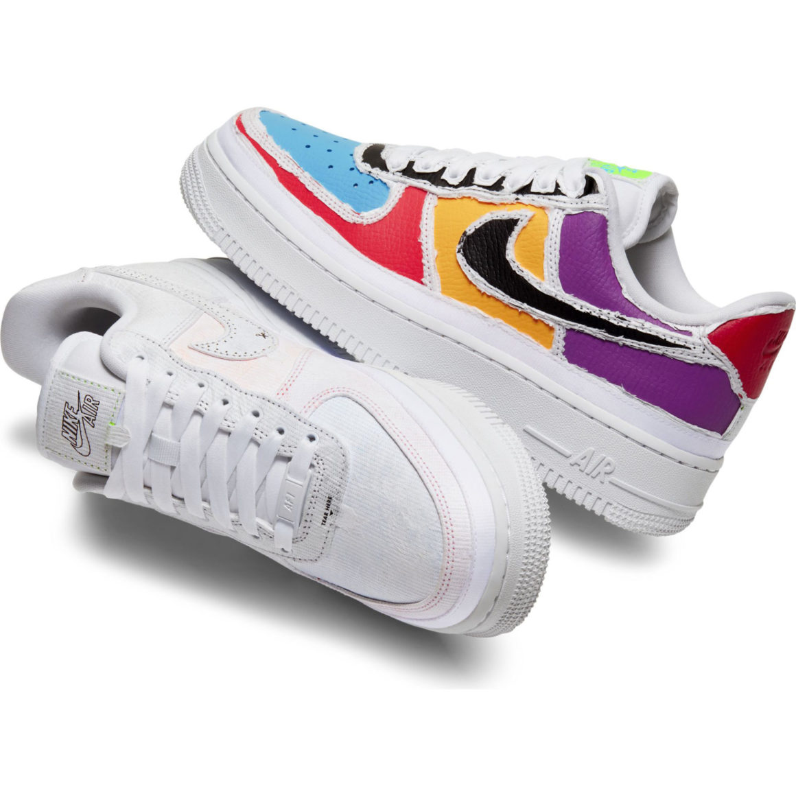 nike air force 1 with multicolor tear away uppers