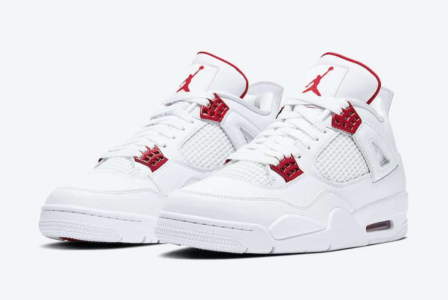 white jordans with red trim